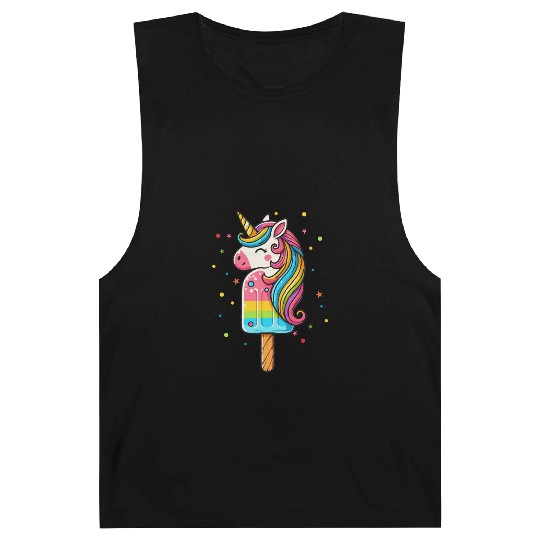 Colorful unicorn ice cream motif for summer Barnard Tanks