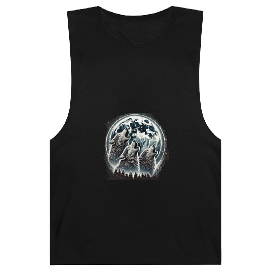 Wolfs Moon Nature Cute forest graphic Barnard Tanks