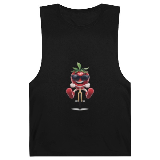 Strawberries Cycling On Bike Realistic Barnard Tanks