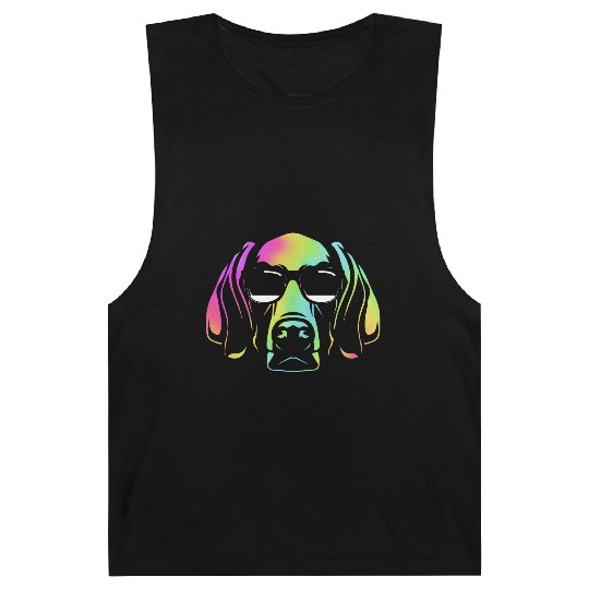 Colorful Weimaraner Dog Wearing Sunglasses Barnard Tanks