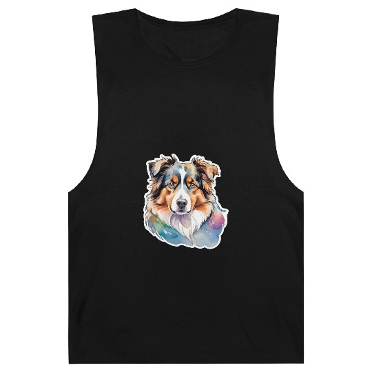 Australian Shepherd Watercolor Barnard Tanks