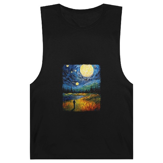 Golf Player Golfer Golfing Starry Night Painting Barnard Tanks