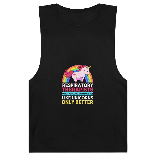 Cute Respiratory Therapist Rainbow Unicorn Barnard Tanks