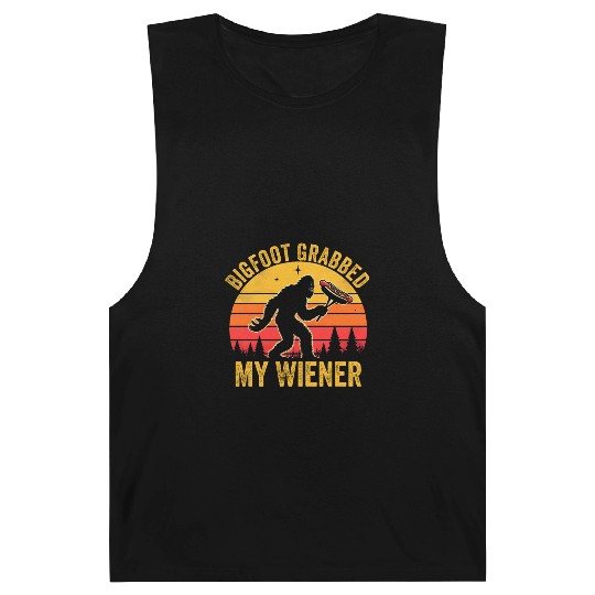 Bigfoot Grabbed My Wiener, Funny Vintage retro Barnard Tanks