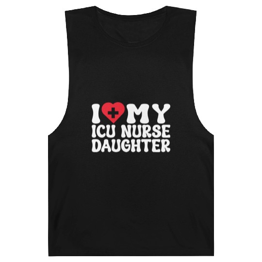 I love my ICU nurse daughter heart & medical sign Barnard Tanks