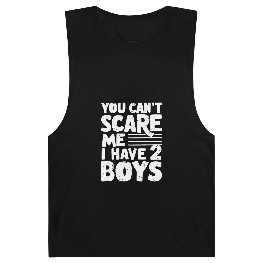 Can't Scare Funny Dad of 2 Boys Father's Day Barnard Tanks