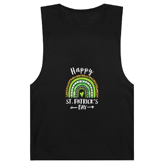 Happy St Patricks Day Rainbow Leopard Print Barnard Tanks