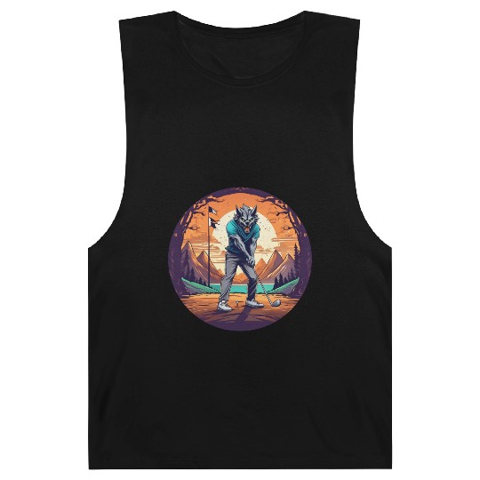 Scary Halloween Party Costume Werewolf Golf Barnard Tanks