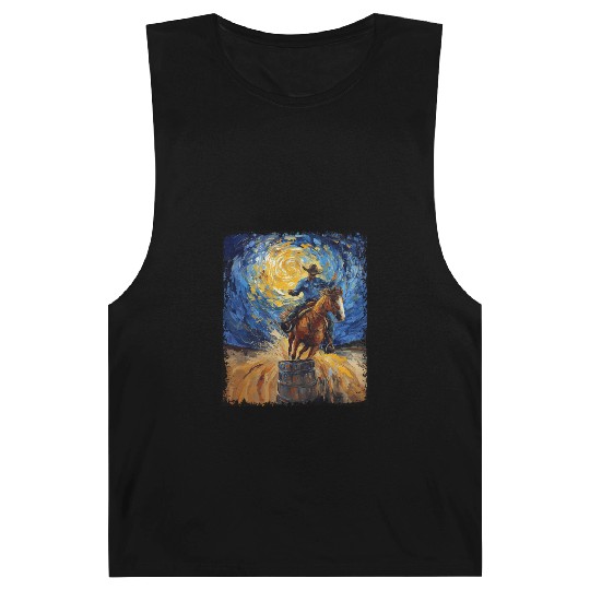 Barrel Racer Barrel Racing Rodeo Starry Night Pain Barnard Tanks