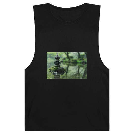 Zen Stone Stack Reflected in Tranquil Pond Barnard Tanks