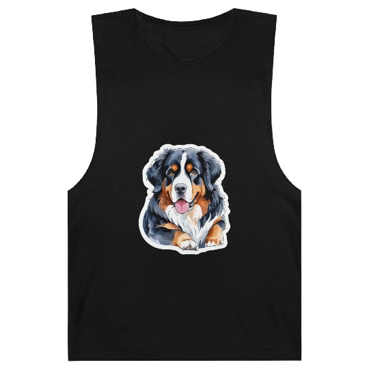 Bernese Mountain Dog Watercolor Barnard Tanks
