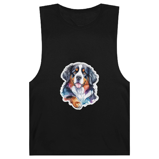 Bernese Mountain Dog Watercolor Barnard Tanks