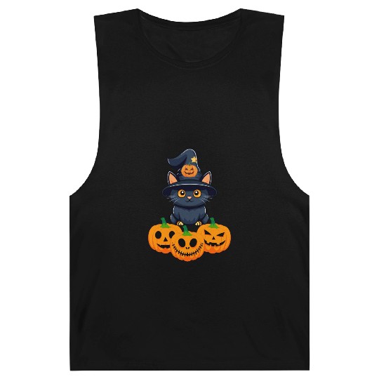 Cute Night Halloween Cat Lovers Barnard Tanks