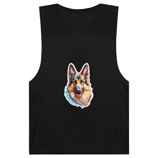 German Shepherd Watercolor Barnard Tanks