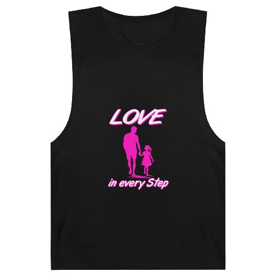 Love in Every Step Father Daughter Pink Silhouette Barnard Tanks