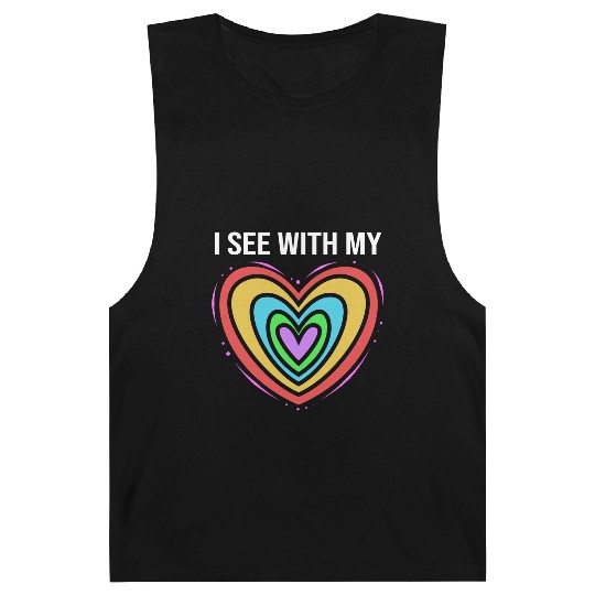 Rainbow Heart Blind Awareness I See With My Heart Barnard Tanks
