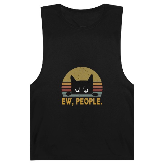 Ew People Black Cat Vintage Retro Barnard Tanks