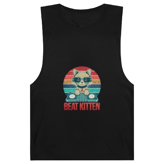 Vintage DJ Kitten Beat Sunset Streetwear Style Barnard Tanks