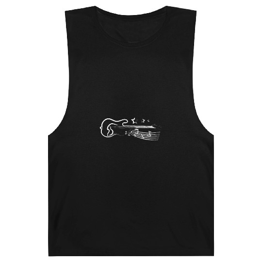 Drawn line art bass guitar Barnard Tanks