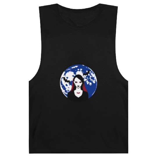 Scary Vampire Lady Halloween Barnard Tanks girls women