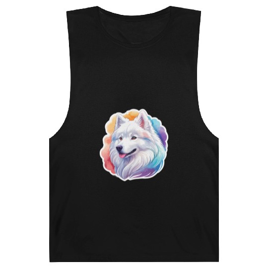 Samoyed Dog Watercolor Barnard Tanks