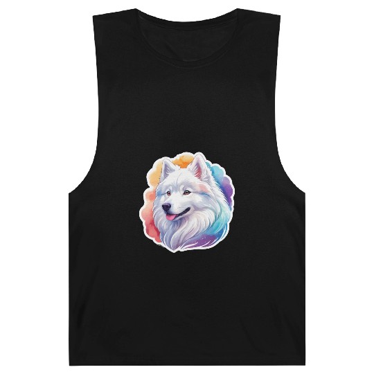 Samoyed Dog Watercolor Barnard Tanks