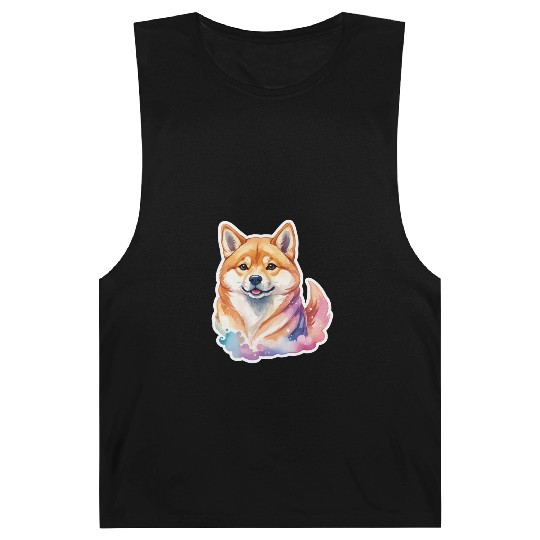 Shiba Inu Watercolor Barnard Tanks