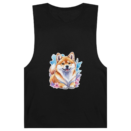 Shiba Inu Watercolor Barnard Tanks