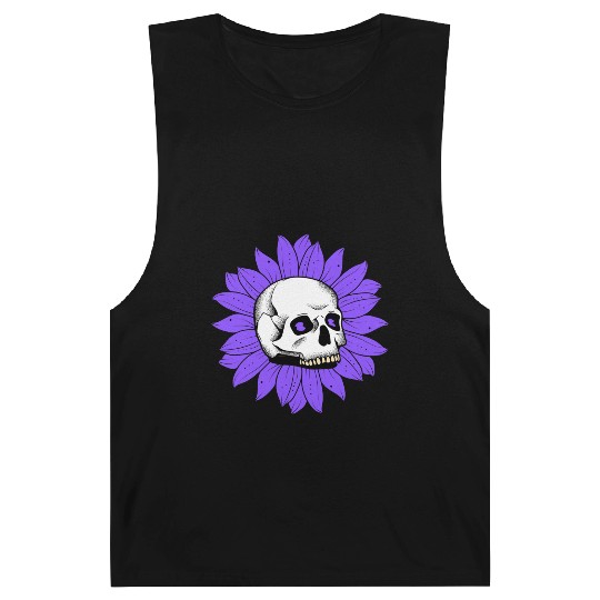 Summer Barnard Tanks with Skull and Purple Flowers – Tre
