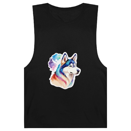 Siberian Husky Watercolor Barnard Tanks