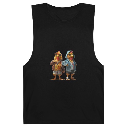 Hip chickens rocking fashionable Barnard Tanks