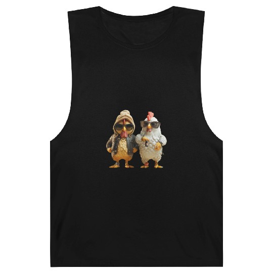 Stylish streetwear on hip chickens Barnard Tanks