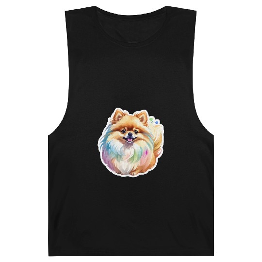 Pomeranian Watercolor Barnard Tanks