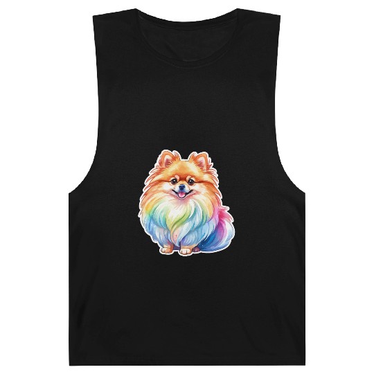 Pomeranian Watercolor Barnard Tanks