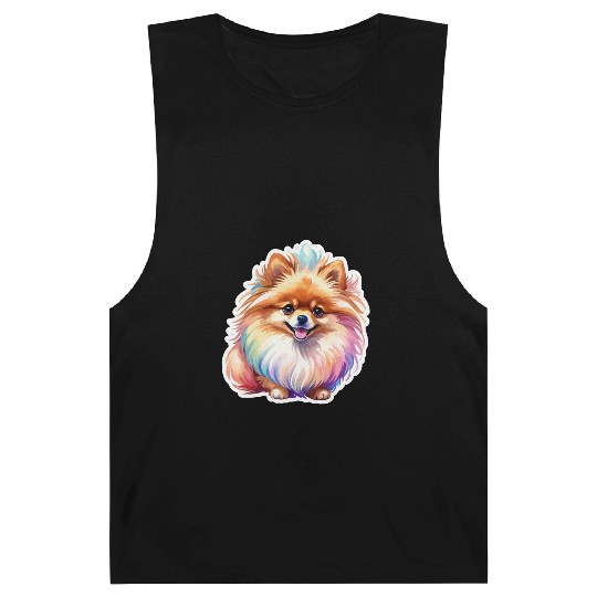 Pomeranian Watercolor Barnard Tanks