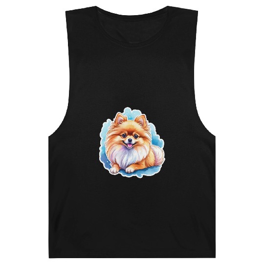 Pomeranian Watercolor Barnard Tanks