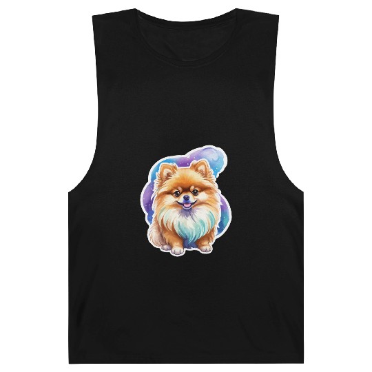 Pomeranian Watercolor Barnard Tanks