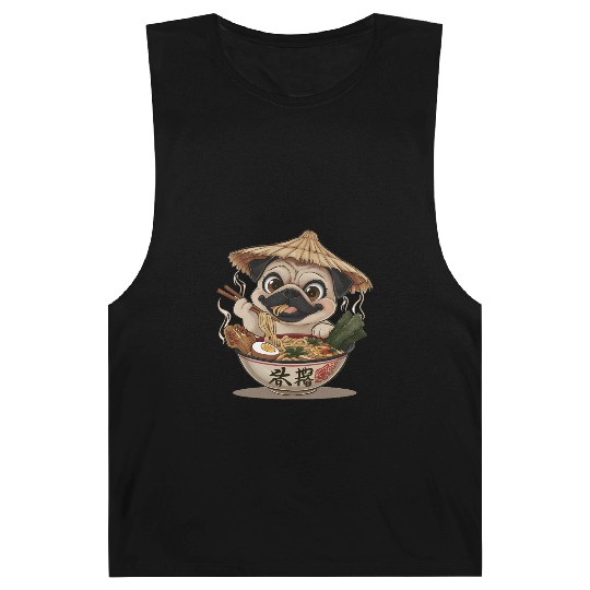 pug gifts for pug lovers, Pug Eating Ramen Barnard Tanks