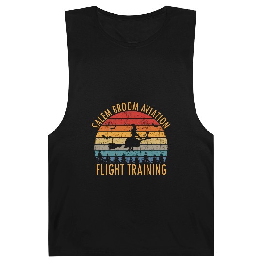 Womens Salem Broom Aviation Flight Halloween Barnard Tanks