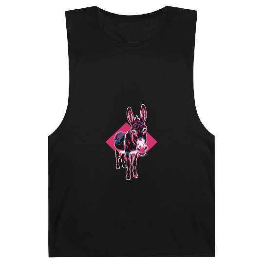 Geometric Farm Animal Graphic: Vibrant Donkey Art Barnard Tanks