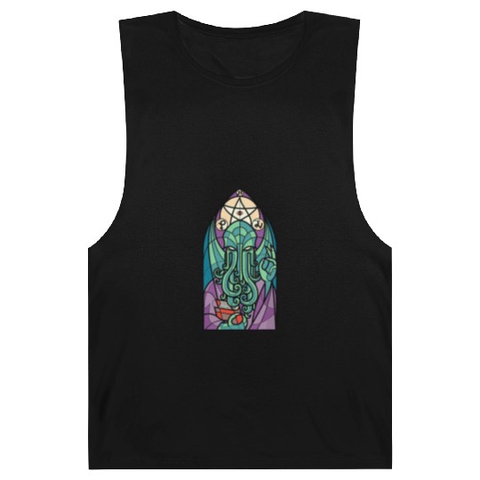 Cthulhu Church Stained Glass Cosmic Horror Funny Barnard Tanks