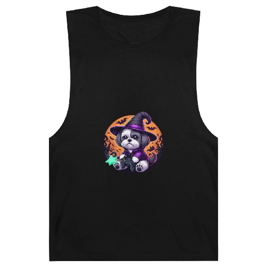 Halloween design Shih Tzu Wizard gamer Barnard Tanks