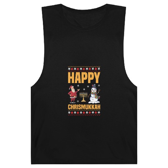 Happy Chrismukkah Funny Hanukkah Christmas Santa Barnard Tanks