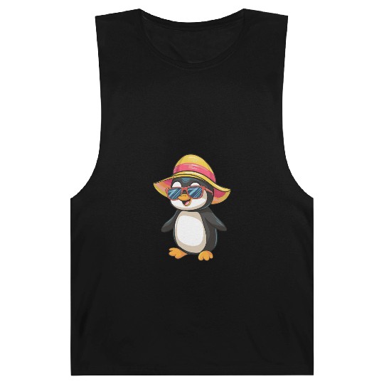 Cool Penguin In Summer Hat And Sunglasses Barnard Tanks
