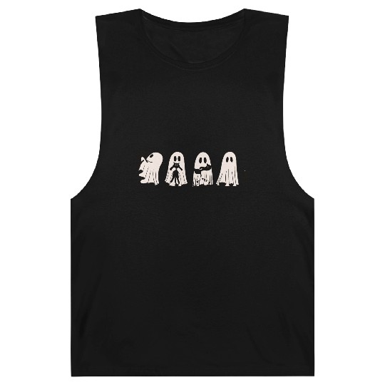Funny Ghost Black Cat Spooky Season Trick Or Treat Barnard Tanks