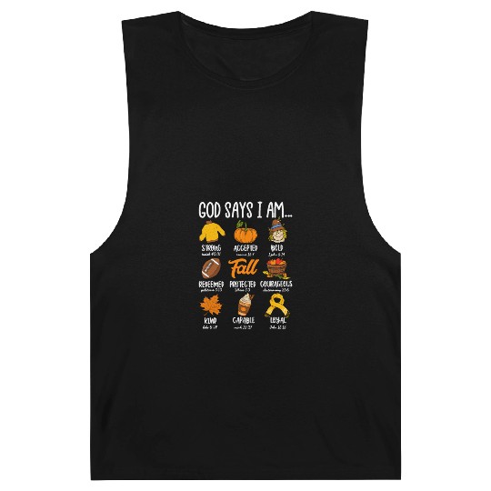 God Says I Am Fall Vibes Autumn Christian Barnard Tanks