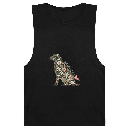Floral Labrador Retriever: Elegant Pet Silhouett Barnard Tanks