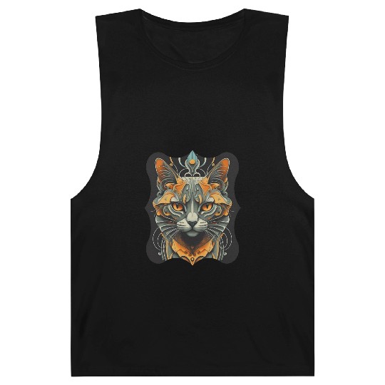 Elegant stylish black and gold cat face Barnard Tanks
