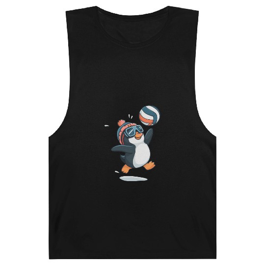 Penguin Playing Volleyball With Goggles And Hat Barnard Tanks