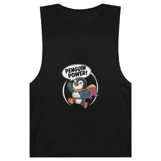 Penguin Power Superhero Fun Graphic Barnard Tanks